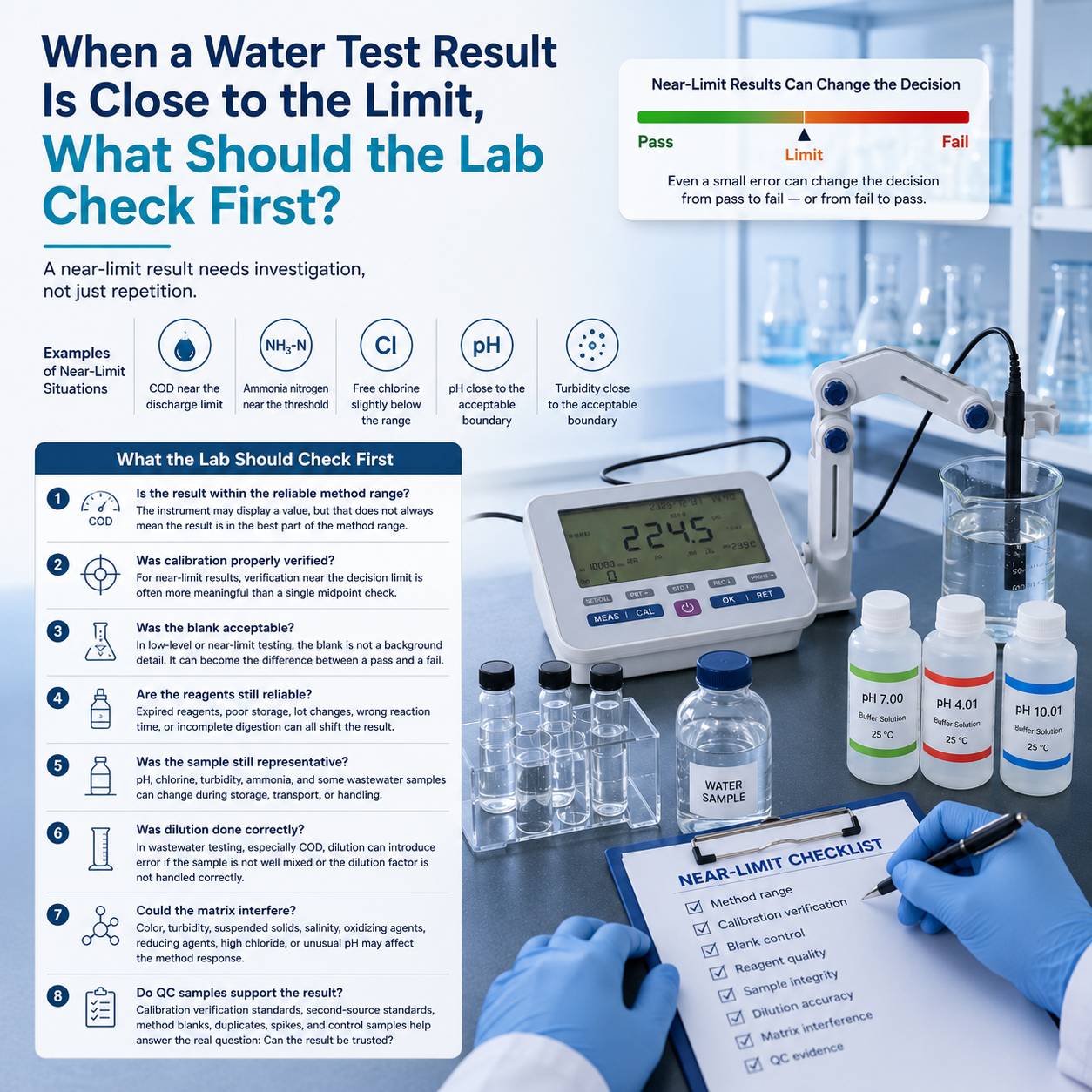 When a Water Test Result Is Close to the Limit, What Should the Lab Check First?